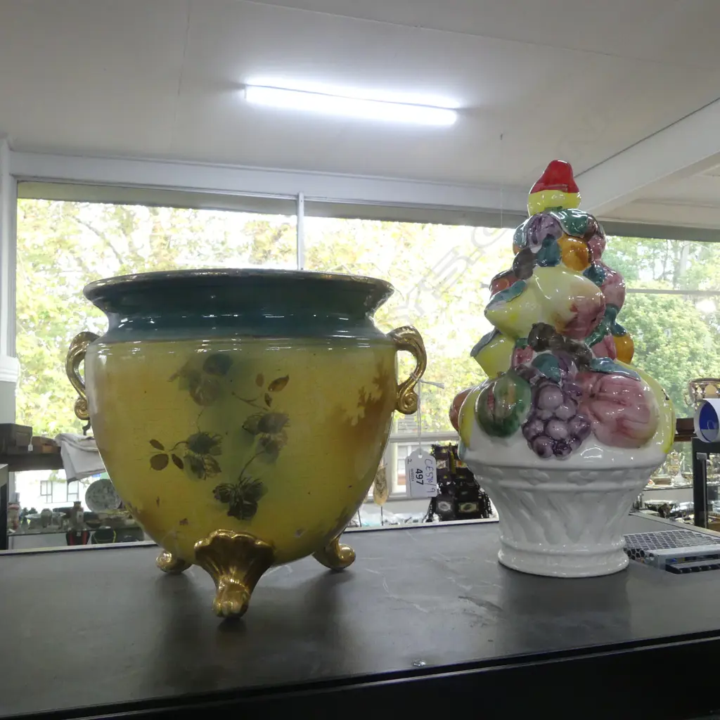 ANTIQUE JARDINIERE + ITALIAN FRUIT CENTERPIECE H.350mm Image 1++