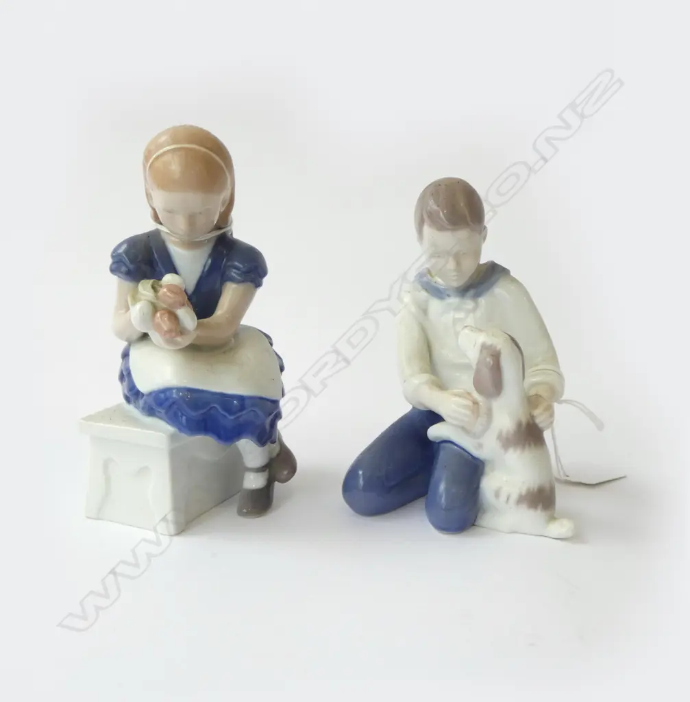 2 B&G FIGURES GIRL WITH FLOWERS H150MM & BOY WITH DOG H130MM Image 1++
