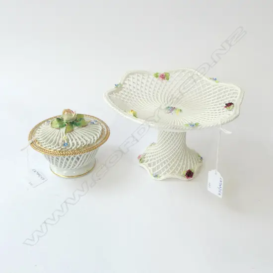 DENTON CHINA LATICE COMPORT  & LIDDED LATICE BOWL DIA120MM