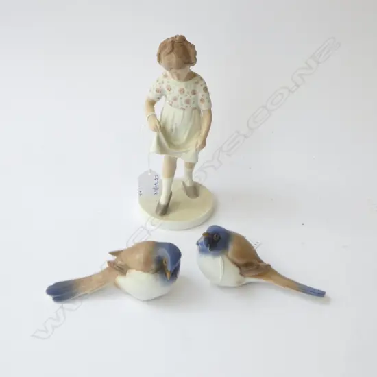 B&G FIGURINE H200MM  & 2 B&G BLUE BIRDS L130MM