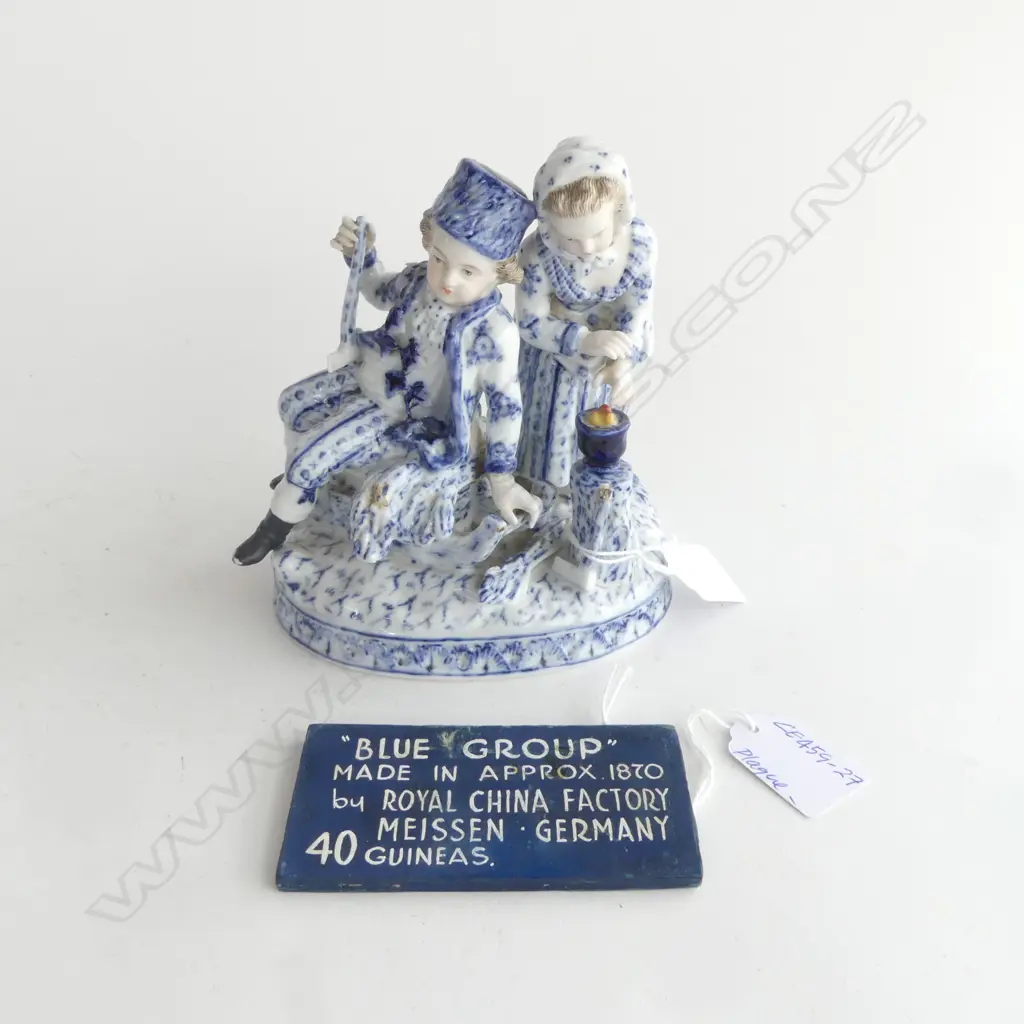 ANTIQUE MEISSEN 'BLUE GROUP' of TWO CHILDREN in FOREST, 150 x 120mm Image 1++