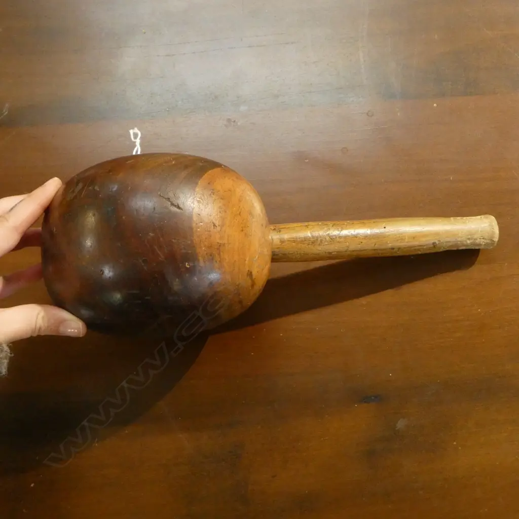 early 20thC large HARDWOOD CARVER'S MALLET with elm handle L.295mm Image 1++