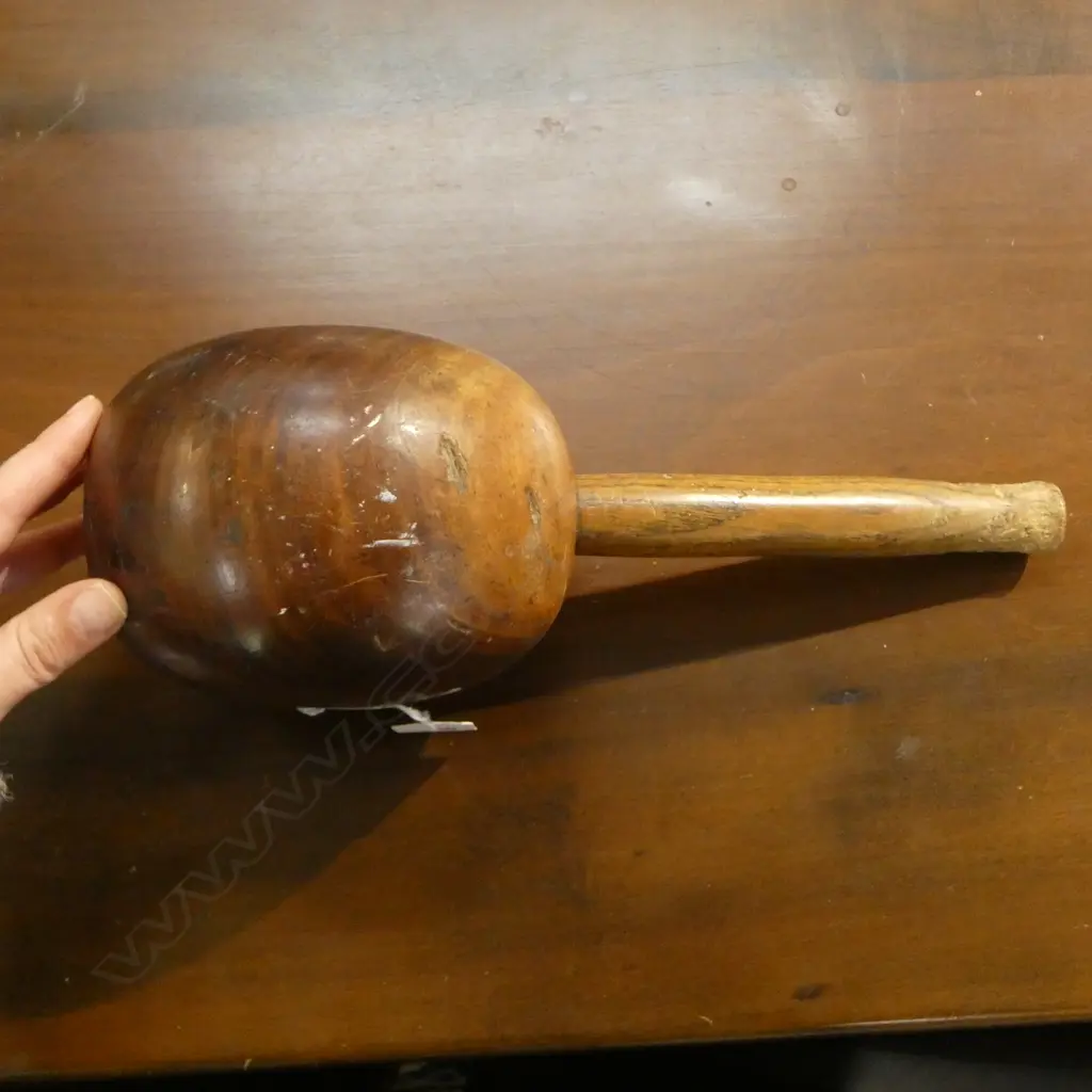 early 20thC large HARDWOOD CARVER'S MALLET with elm handle L.295mm Image 1++