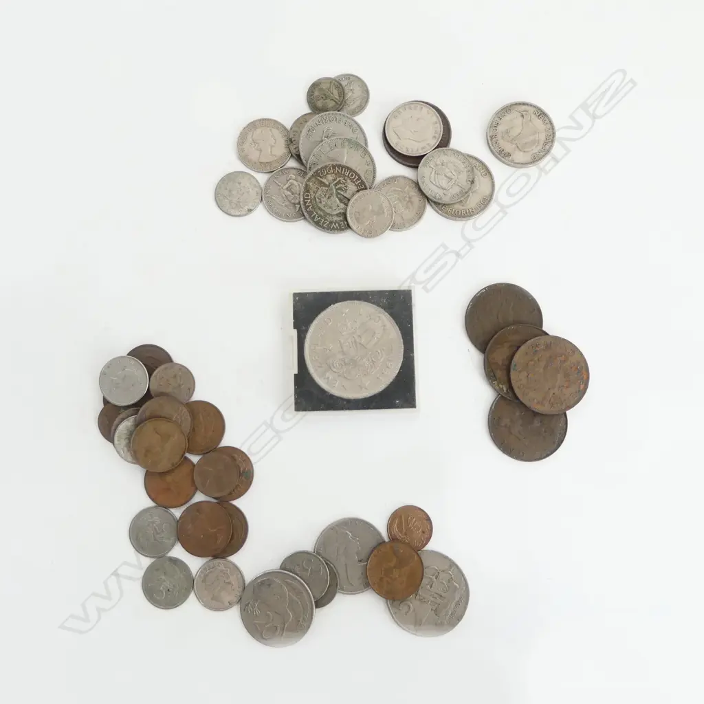 ASST. N.Z. COINS INCL. PENNIES & 1953 CROWN Image 1++