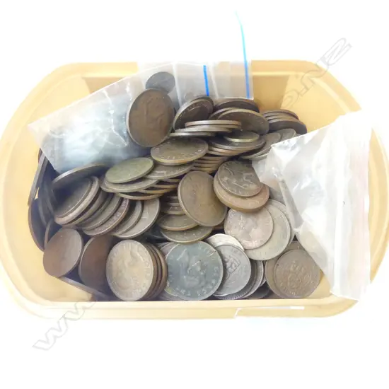 ASST. WORLD COINS; MOSTLY COPPER PENNIES