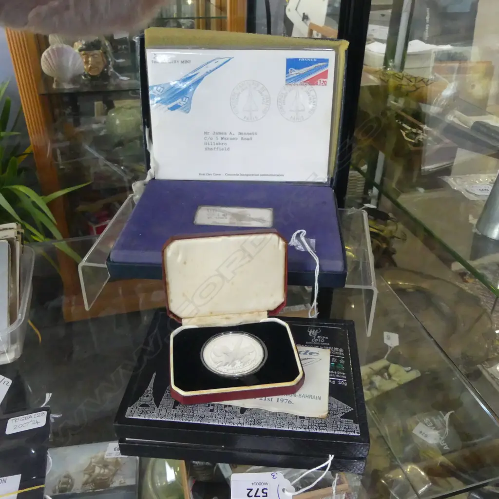 2 x CONCORDE SILVER ITEMS: INGOT 47gms & MEDALLION 25gms + EXPO 2010 SILVER BAR 20gms Image 1++