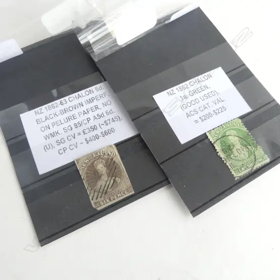 2 NZ 1862 CHALON POSTAGE STAMPS