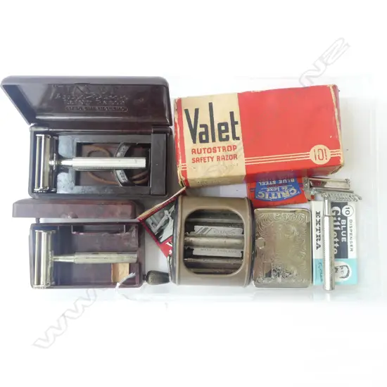 Vintage Shaving Valet Safety Razors, Wilkinson Strop, travel razor etc 