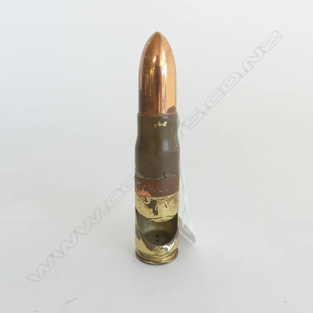 LGE OLD BRASS & COPPER BULLET BOTTLE OPENER marked Rhodesia Dia.25mm L.120mm Image 1++