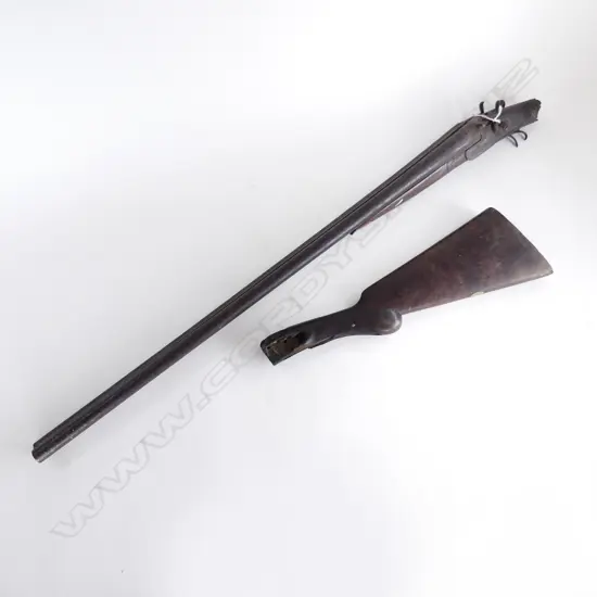 *RTV*  19thC B. B. ROADDA & CO DOUBLE BARREL 12 GAUGE SHOTGUN; broken in two, other faults, firearms license required