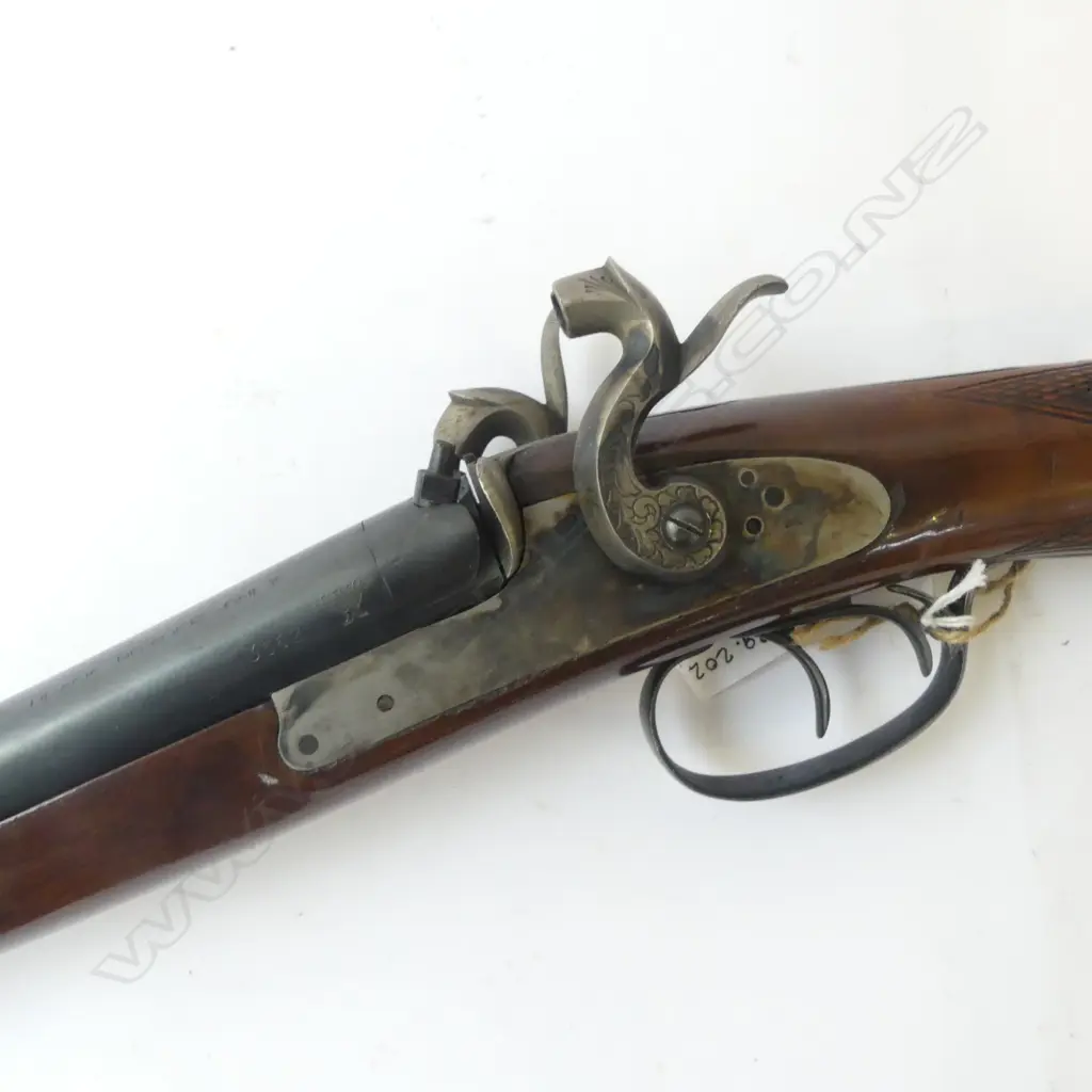 Replica 12g Black Powder double barrel percussion shotgun by Davide Pedersoli. Italy.  28" barrels- half wooded stock with chequered wrist.  Fire Arms Required. Image 1++