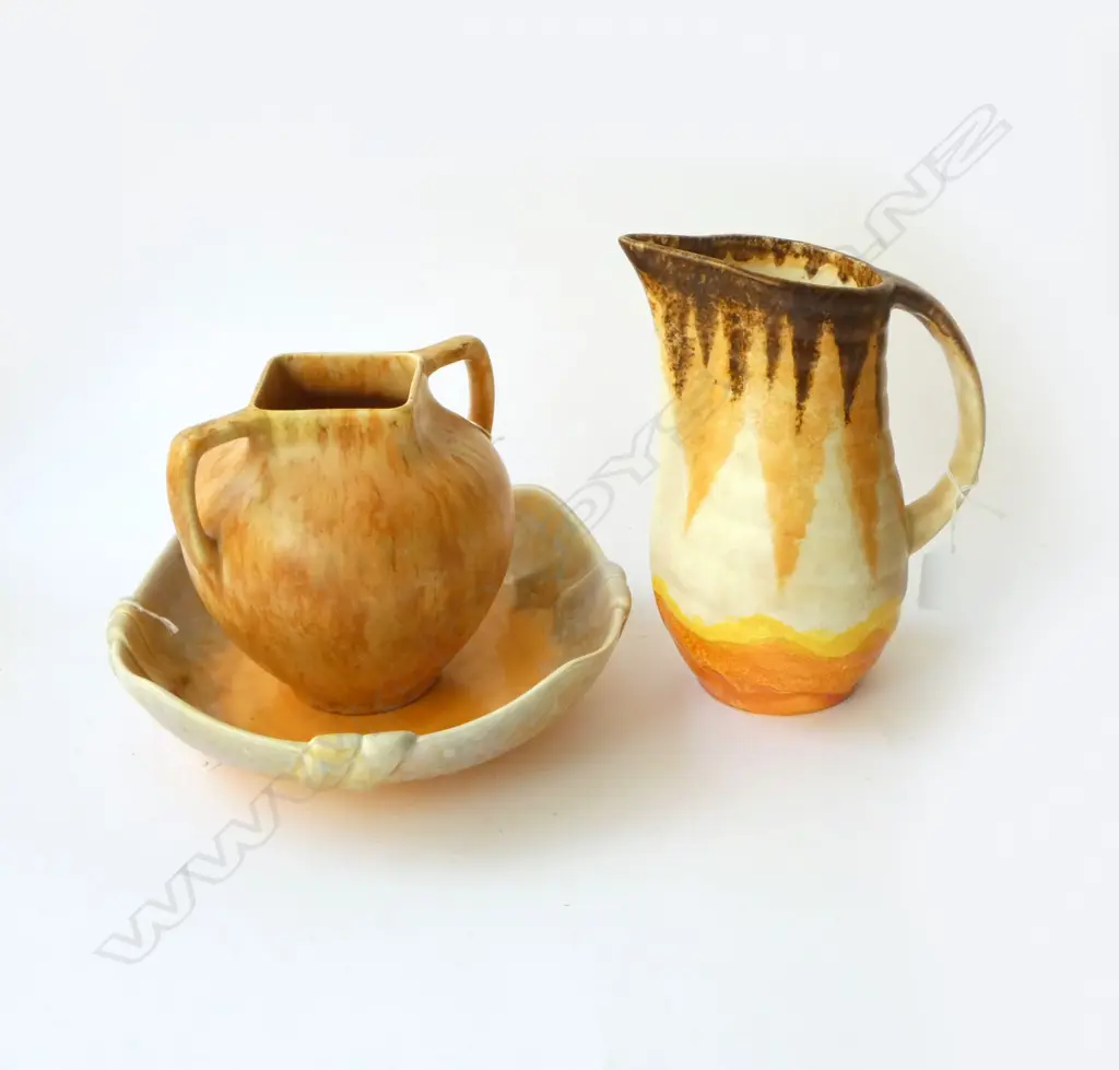 BESWICK BRIGHT COLOURED JUG H230MM 2 HANDLED VASE H160MM & BOWL DIA250MM Image 1++