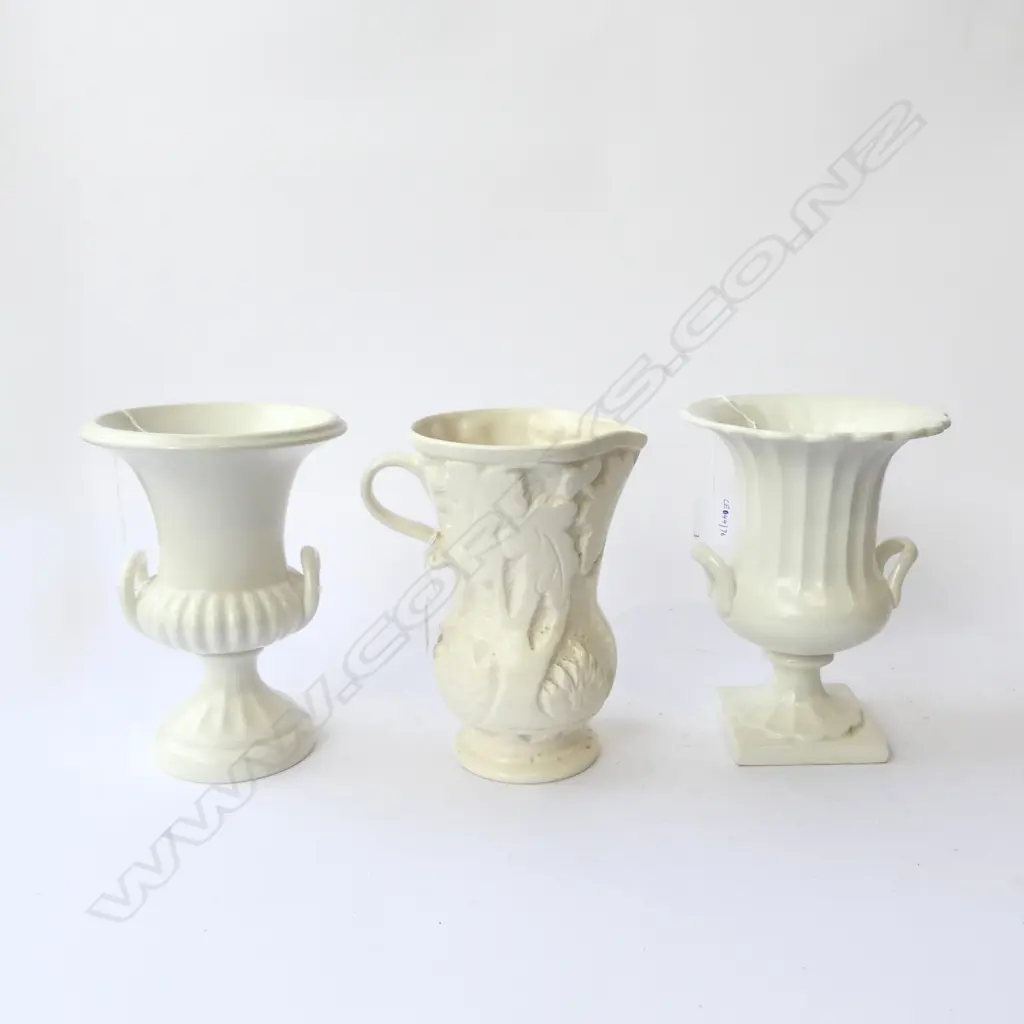 BESWICK WHITE CHINA  JUG H200MM & 2 WHITE VASES H200MM Image 1++
