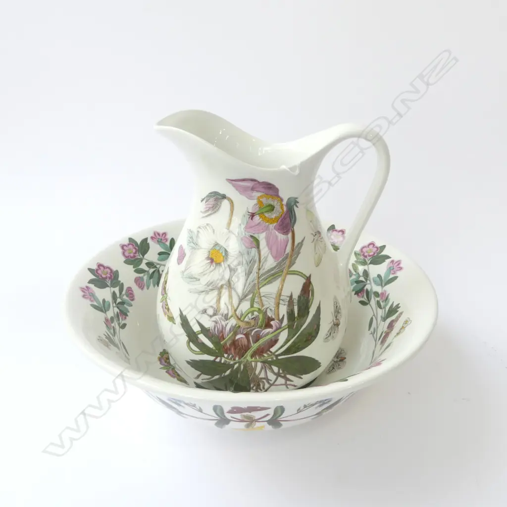 Large Portmeirion Jug & Bowl ‘The Botanic Garden’ 1972 UK, D.280mm H.210mm Image 1++
