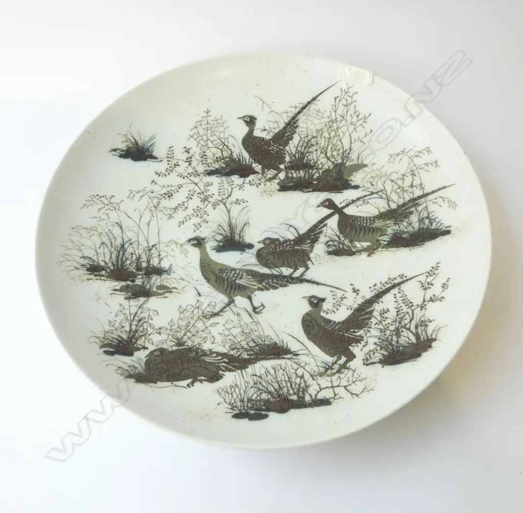 ROYAL COPENHAGEN FAIENCE CHARGER, NILS THORSEN PHEASANT DESIGN 370mm dia Image 1++