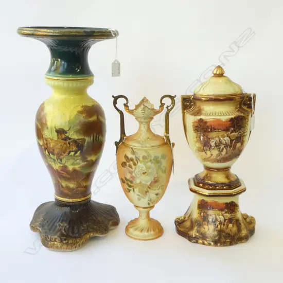 EDWARDIAN JARDINIERE STAND H480MM EDWARDIAN VASE HANDLE REPAIR H330MM & SIDE ORN H400MM