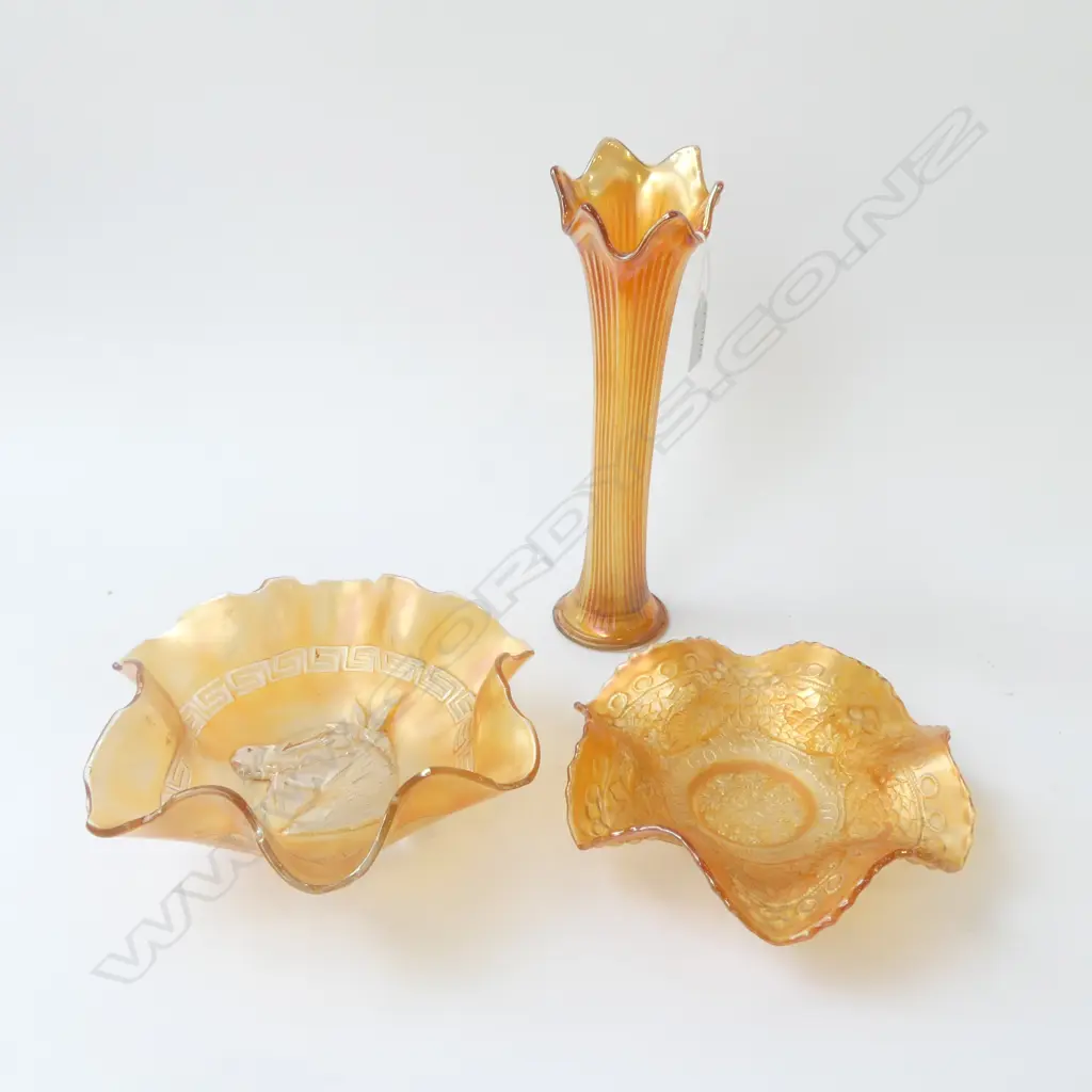 3PCS Carnival Glass Horse Bowl, Vase, & Floral Dish, H.260mm, D.205mm Image 1++