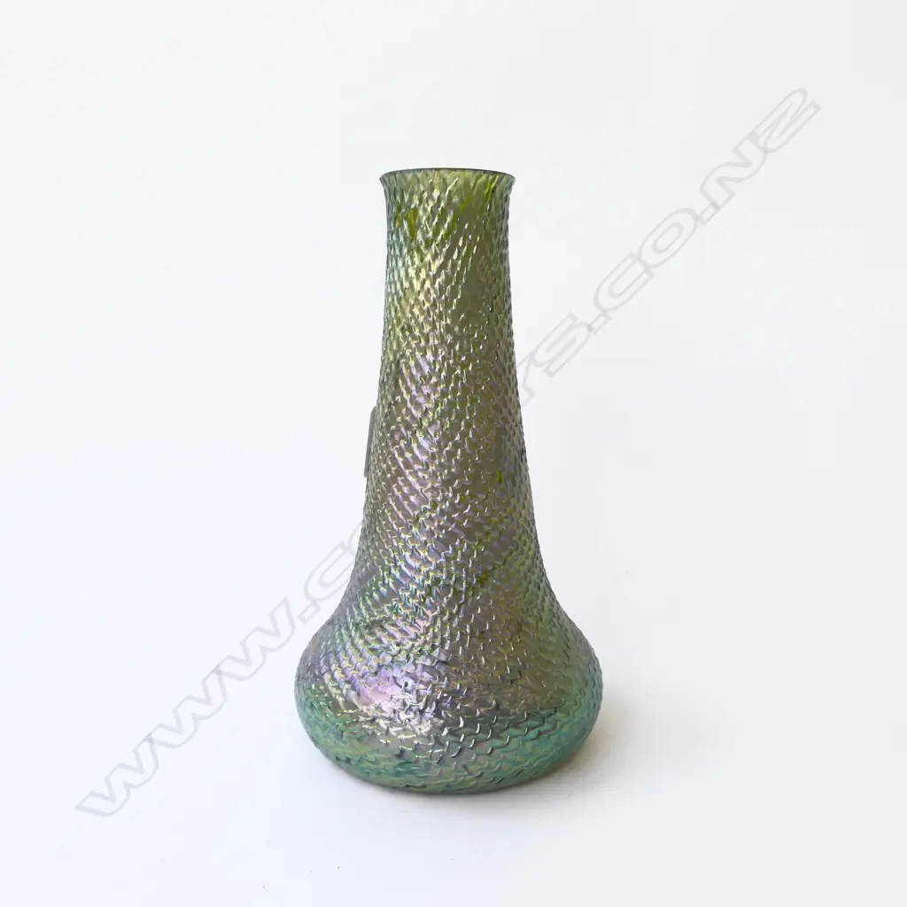 c.1900 LOETZ? IRREDESCENT GLASS TALL tapered VASE H.230mm Image 1++