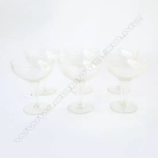 6 ETCHED HOLLOW STEM CHAMPAGNE GLASSES H.115mm