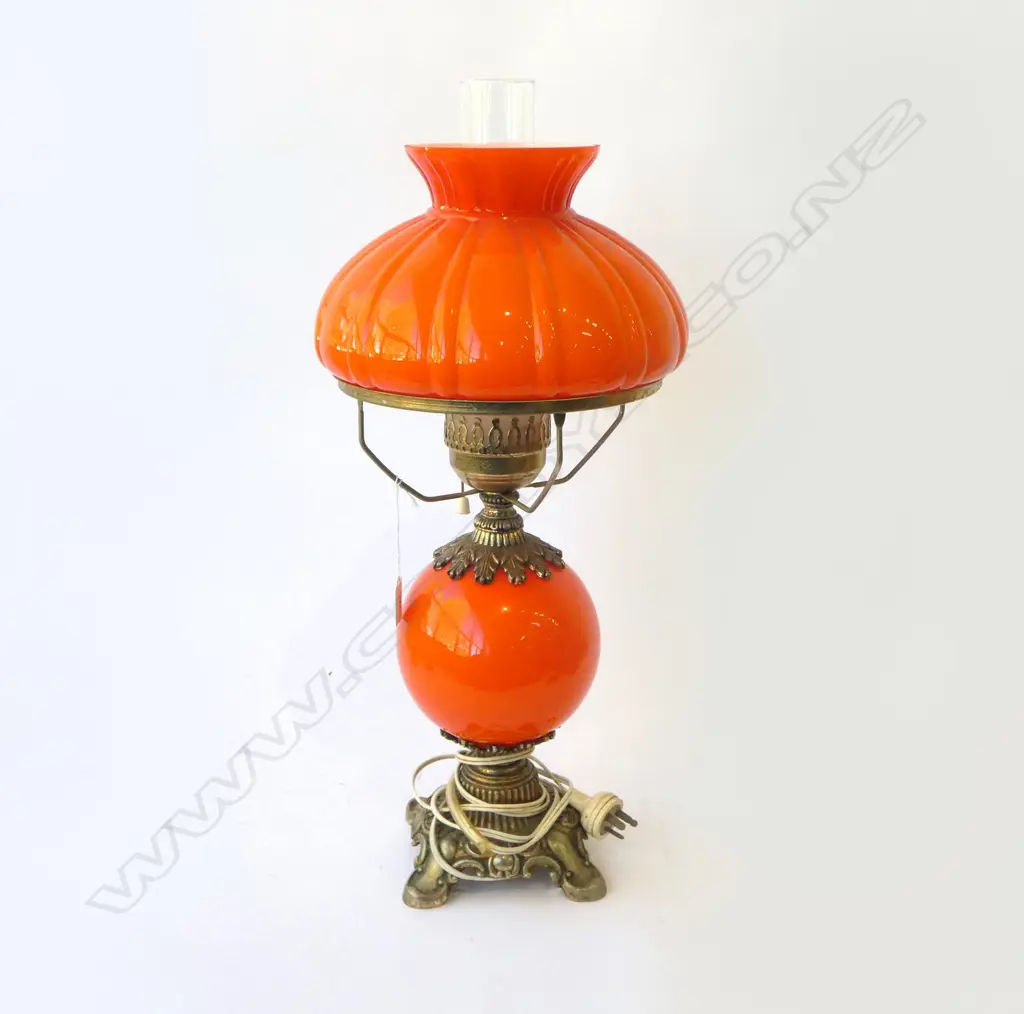RETRO ORANGE GLASS TABLE LAMP H600MM Image 1++