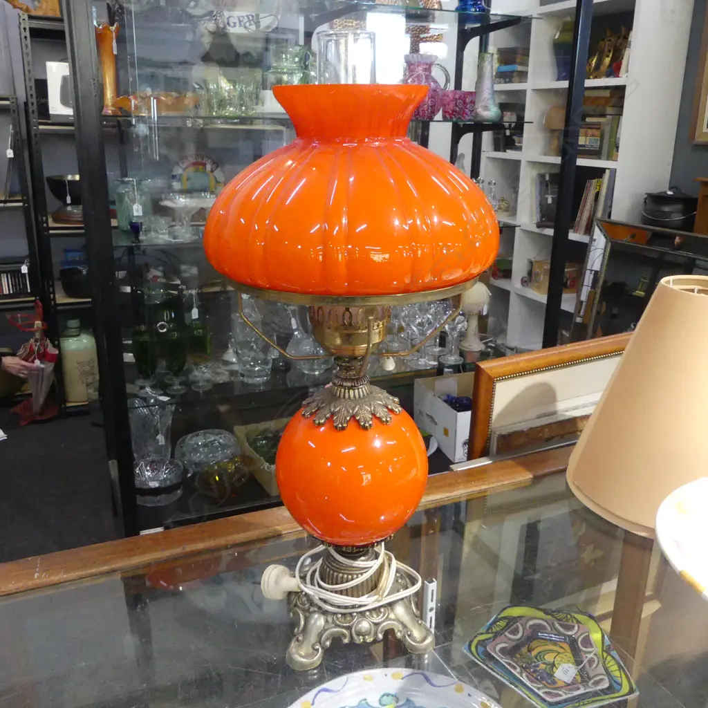 RETRO ORANGE GLASS TABLE LAMP H600MM Image 1++