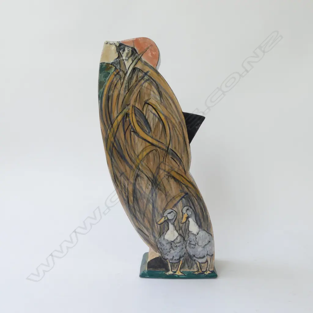 STUDIO POTTERY DUCK HUNTER VASE SIGNED SIAN H.375mm Image 1++
