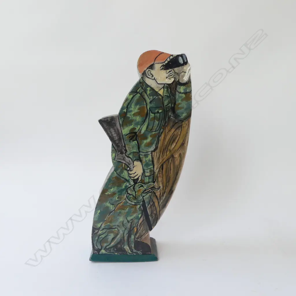 STUDIO POTTERY DUCK HUNTER VASE SIGNED SIAN H.375mm Image 1++