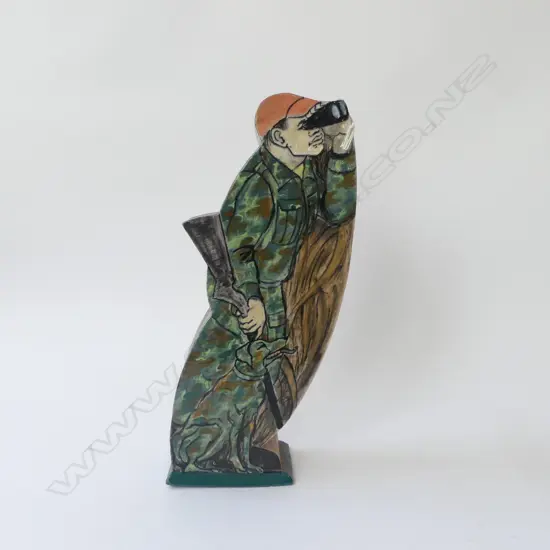 STUDIO POTTERY DUCK HUNTER VASE SIGNED SIAN H.375mm