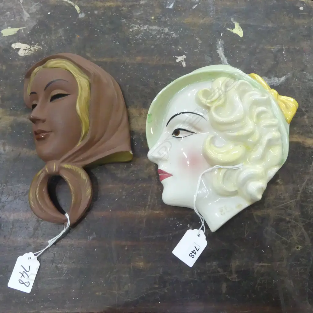 2 ART DECO WALL MASKS: 1 ENGLISH H.180mm Image 1++