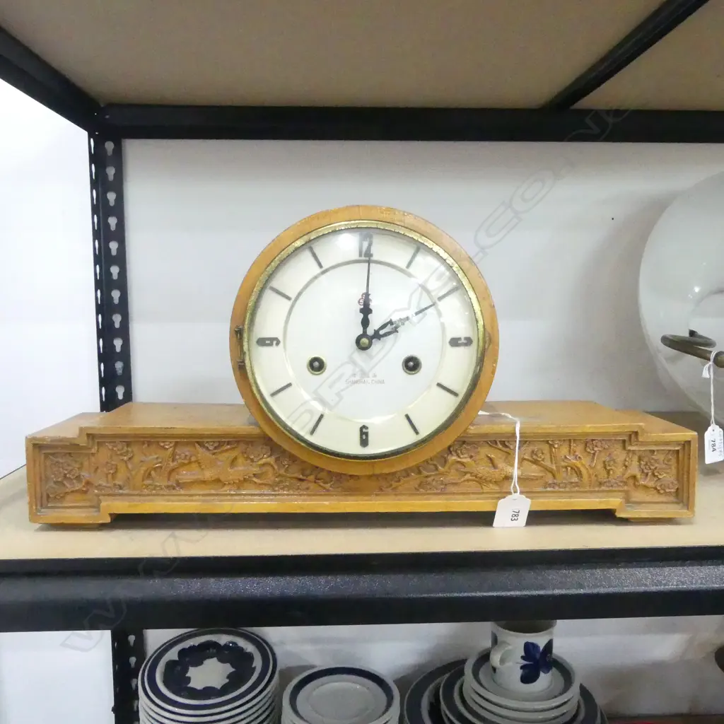 SHANGHAI CHINA MANTLE CLOCK L.490mm FAULTS TO GLASS Image 1++