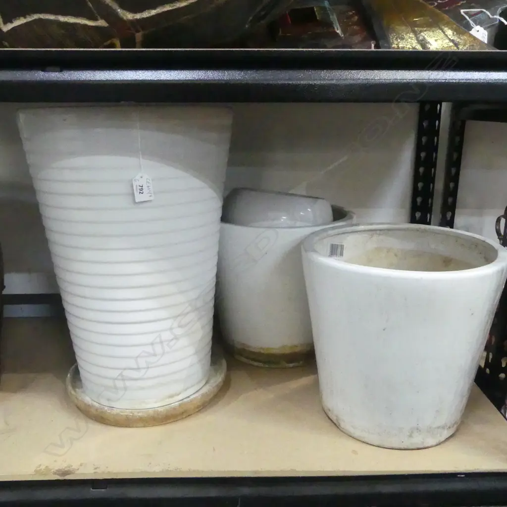 ASSORTED WHITE CERAMIC PLANTER POTS H.450mm Image 1++