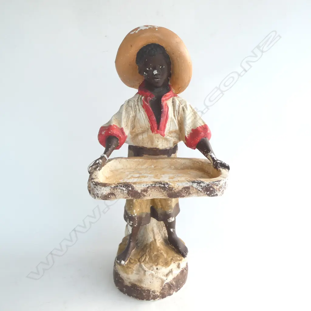 PAINTED PLASTER MAN HOLDING TRAY H.500mm Image 1++