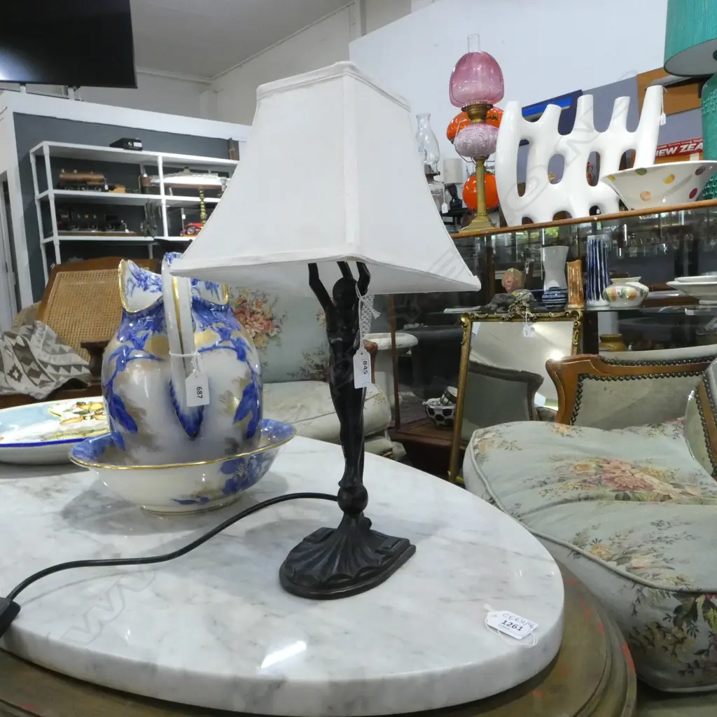 ART DECO REPRO METAL LAMP - NUDE LADY, H.440mm Image 1++