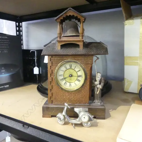 TOWN BEL MANTEL CLOCK HAND MADE IN NURTTFMBURG H.290mm + VESTA CLOCK H.45mm