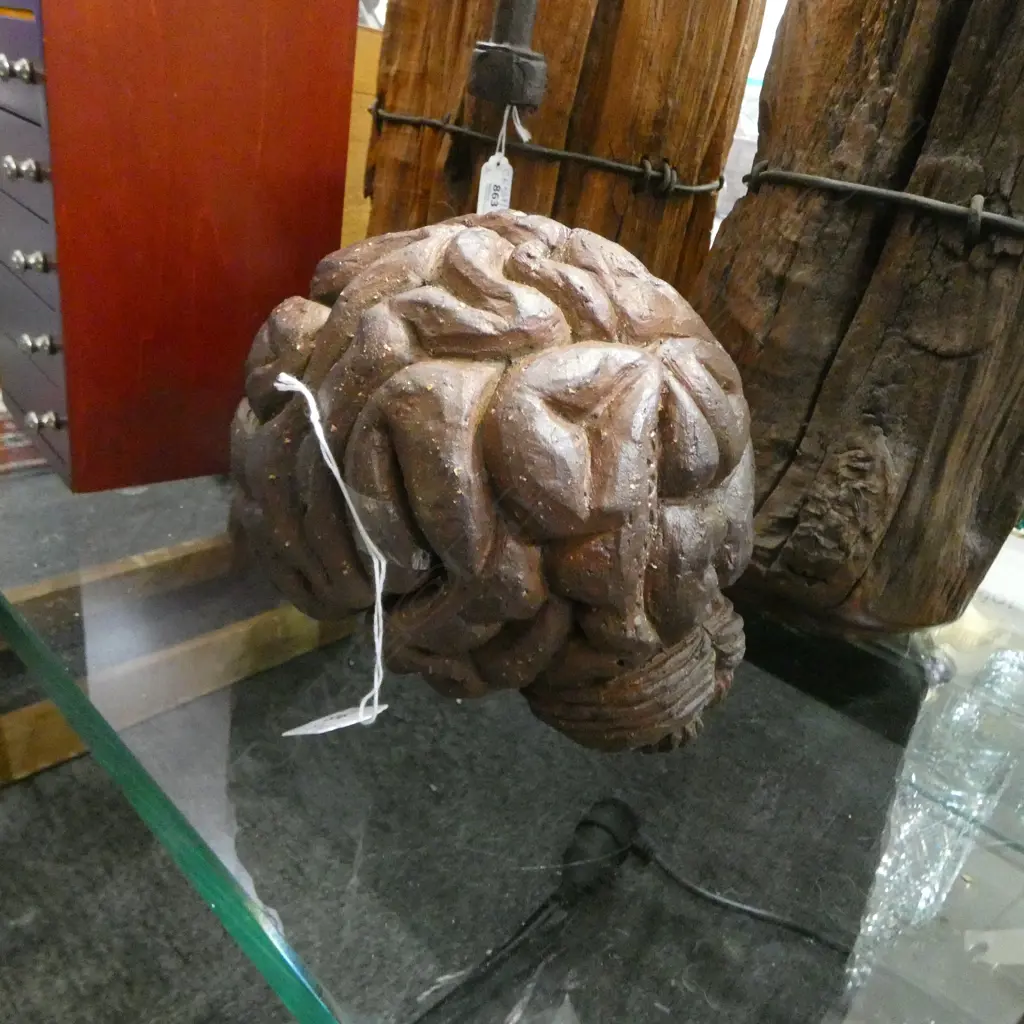 POTTERY SCULPTED BRAIN wood fired. impressed maker 'SPARKS'H.200mm Image 1++