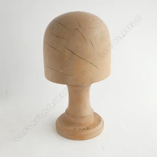 VINTAGE WOODEN HAT BLOCK ON STAND