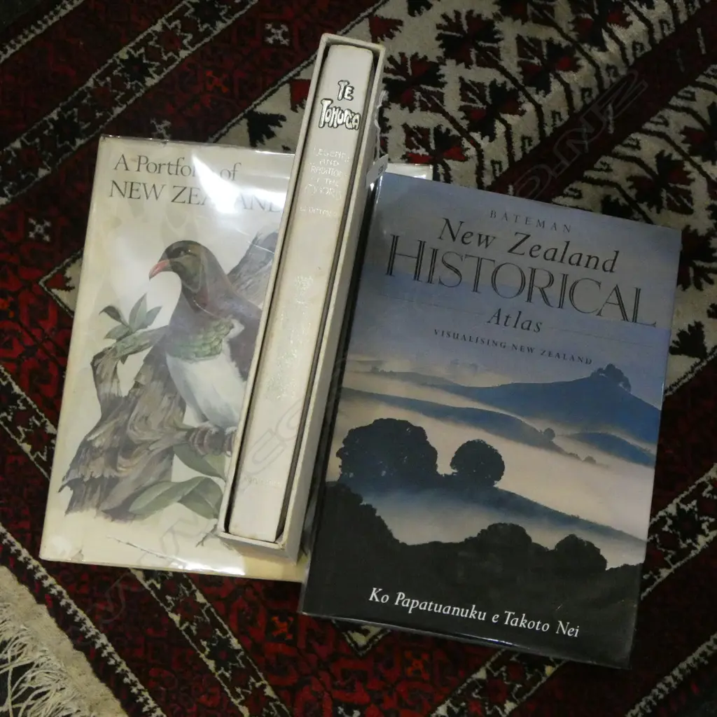 3 BOOKS 'TE TOHUNGA: LEGENDS & TRADITIONS OF THE MAORIS' W. DITTMER, 1907, ATLAS, BIRDS BY BRUCE HARVEY Image 1++