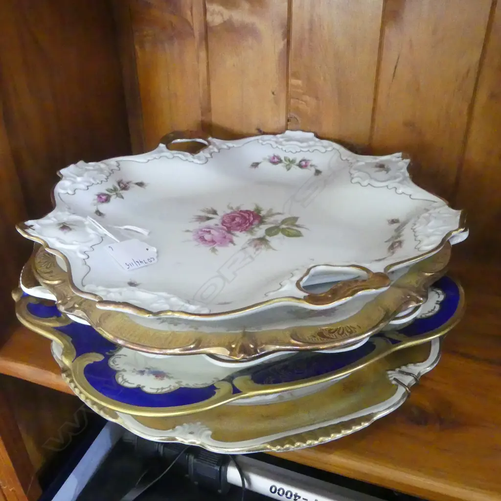 6 CONT FLORAL & GILT SERVING DISHES  DIA 300MM Image 1++
