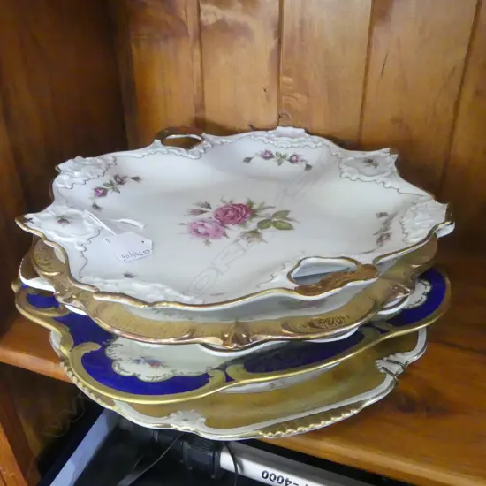 6 CONT FLORAL & GILT SERVING DISHES  DIA 300MM