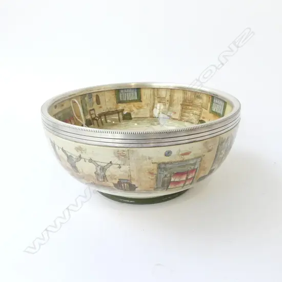 ROYAL DOULTON DICKENS WARE METAL RIMMED BOWL Dia.205mm
