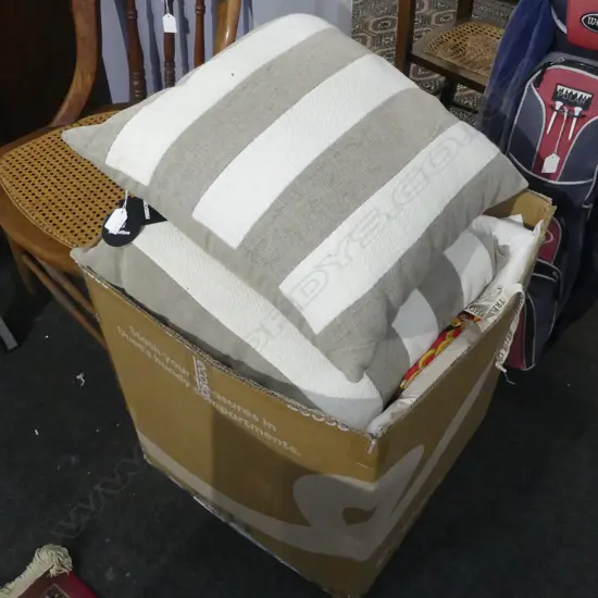 ASST. CUSHIONS, MOSTLY FEATHER INNERS