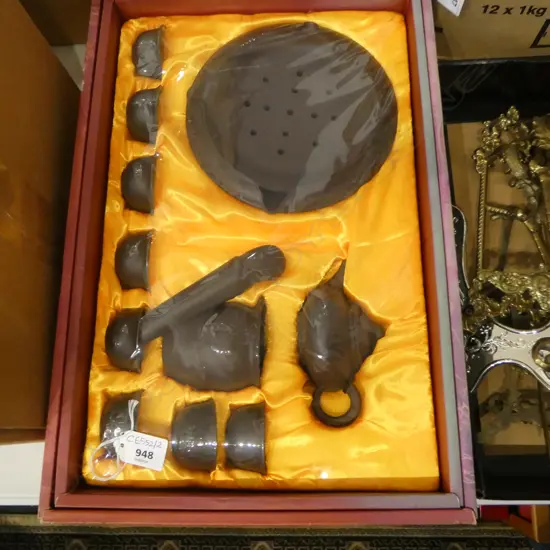 CHINESE YIXING WARE TEA SERVICE, BOXED