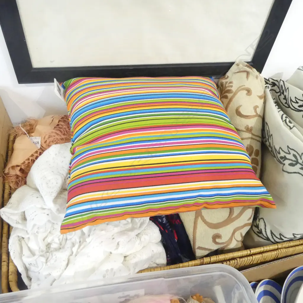 MOSES BASKET + ASST.LINEN/FABRICS + CUSHION Image 1++