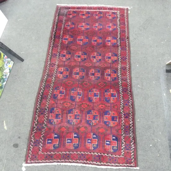 PERSIAN HAND KNOTTED TURKOMAN RUG 2200x1100mm