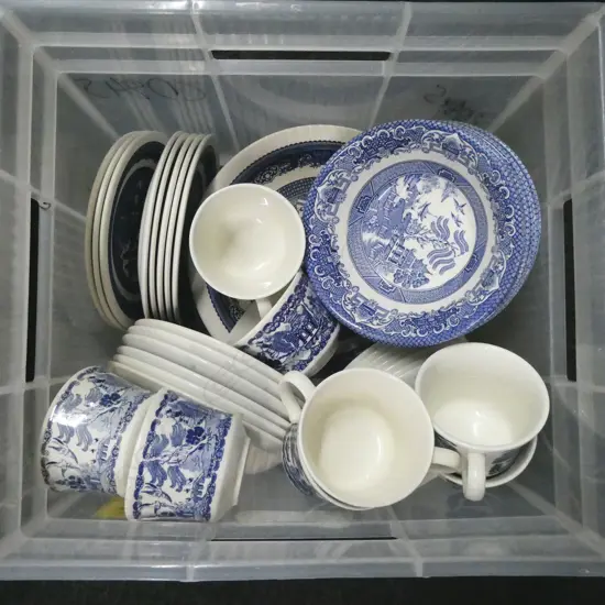 ASST. BLUE WILLOW CHINA + IRONSTONE CHINA
