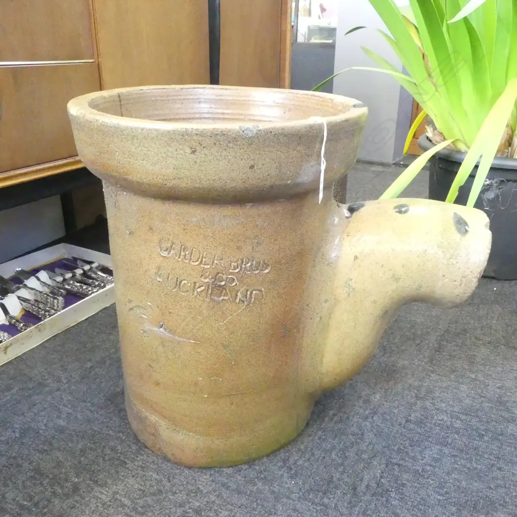 CARDER BROS LARGE GULLY TRAP w. SALT GLAZE Dia.360mm Image 1++