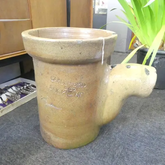 CARDER BROS LARGE GULLY TRAP w. SALT GLAZE Dia.360mm