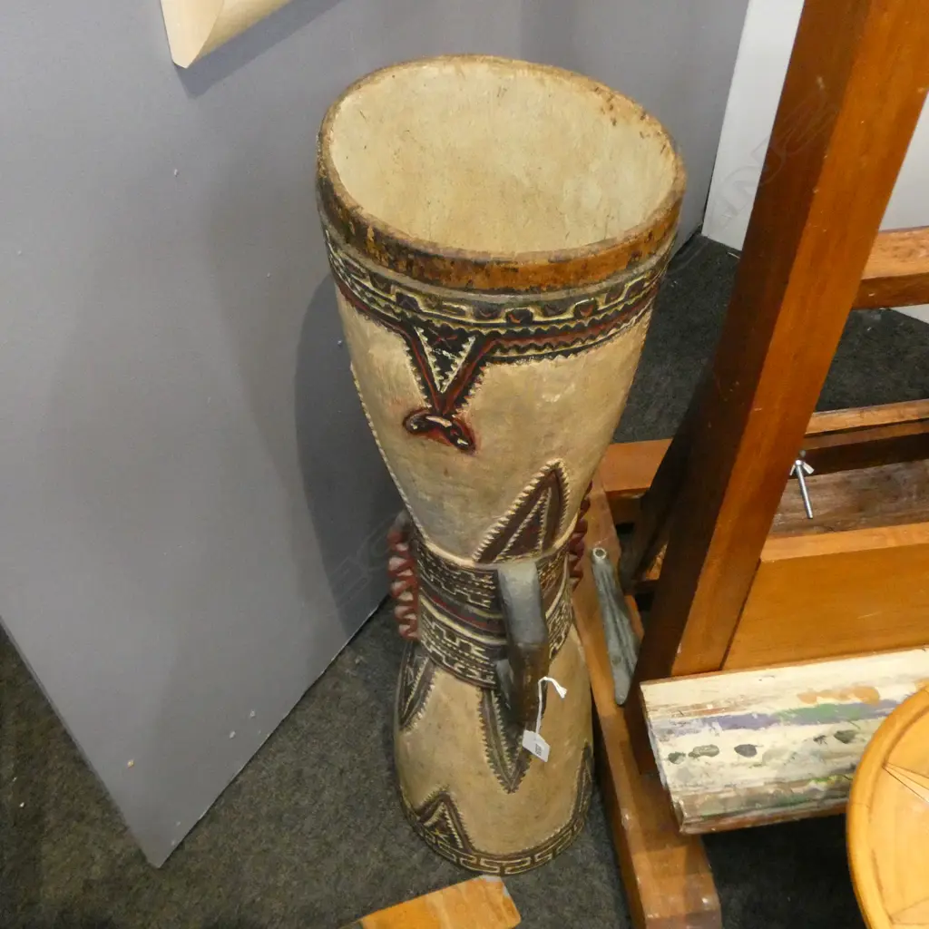 TRIBAL DRUM H.780mm w. reptile skin  Image 1++