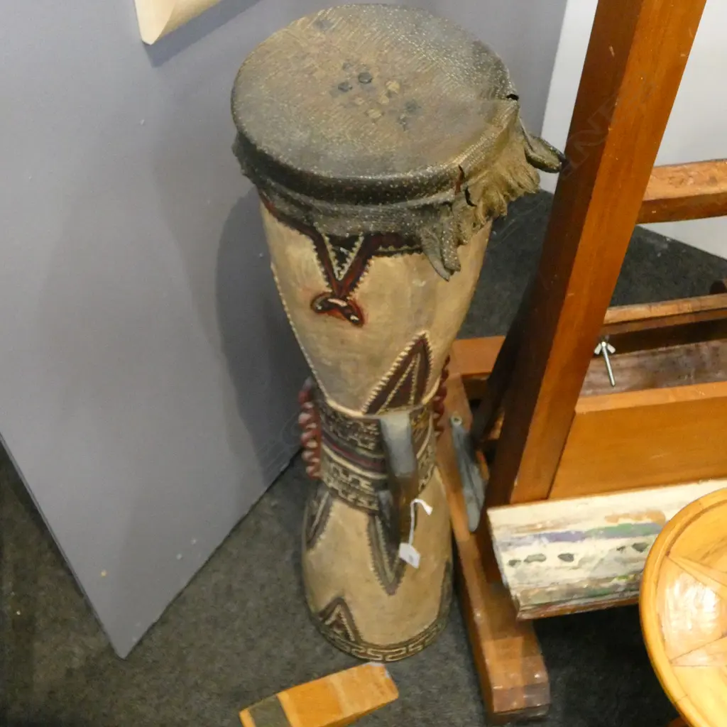 TRIBAL DRUM H.780mm w. reptile skin  Image 1++