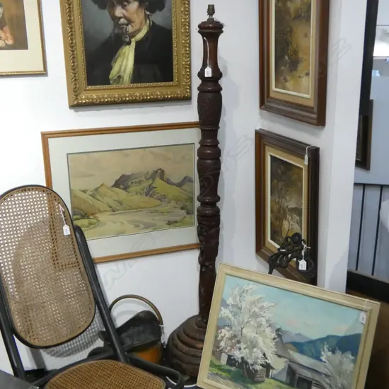 ORIENTAL CARVED WOODEN STANDARD LAMP BASE ONLY H.1580mm